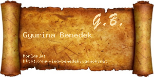Gyurina Benedek névjegykártya